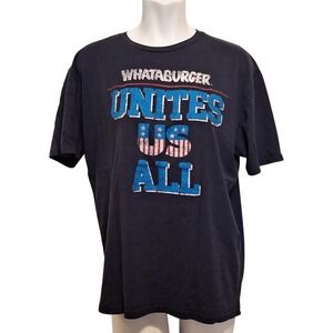 Whataburger Mens Unites Us All Patriotic Graphic T-Shirt Navy Blue XL Cotton